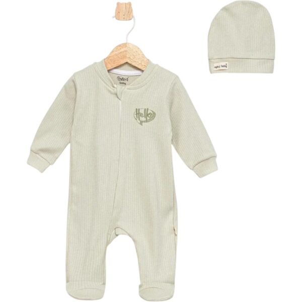 ensemble bébé grenouillère + bonnet en coton - aybus baby gobébé.ma