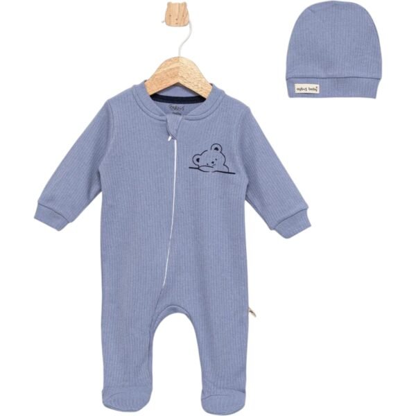 ensemble grenouillère + bonnet motif ours - aybus baby gobébé.ma