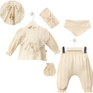 coffret naissance fille 5 pièces beige - mini zeyn maroc