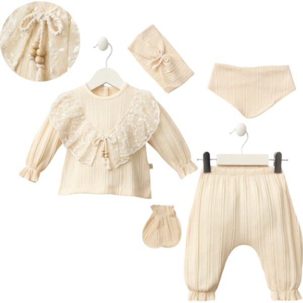 ensemble naissance 5pièces beige fille gobébé.ma coffret naissance fille 5 pièces beige - mini zeyn maroc