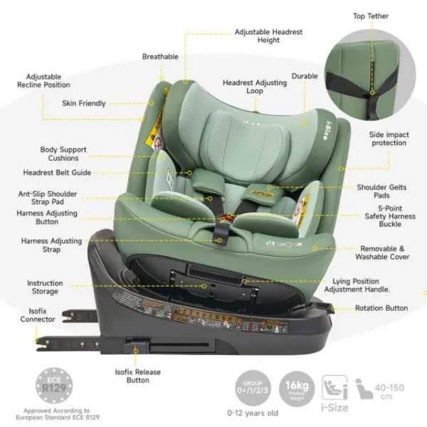 Siège auto 0-1-2-3 (0-36kg) Ranger TT Isofix rotatif 360° - Jovikids