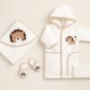 sortie de bain bébé motif lion maroc coffret de bain bébé 4 pièces motif lion - bebekevi maroc