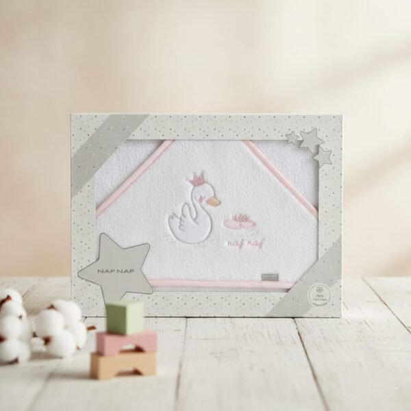 Cape de bain bébé 100 x 100 cm motif cygne - Naf Naf