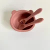 Bol en silicone avec fourchette et cuillère pour bébé