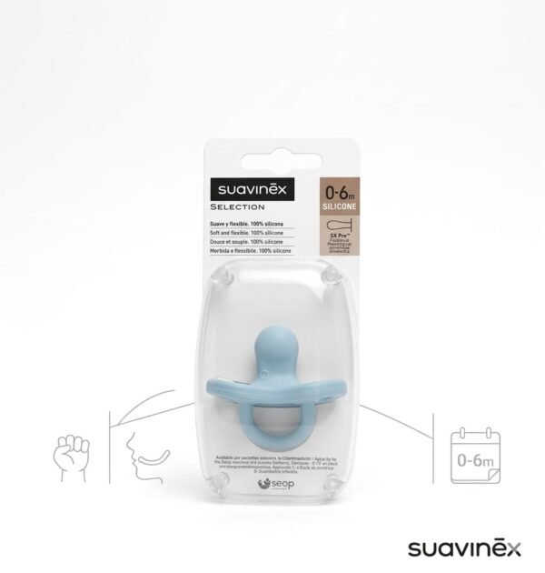 sucette sx pro en silicone douce et anatomique Sucette en silicone Sx Pro 0-6m bleue - Suavinex