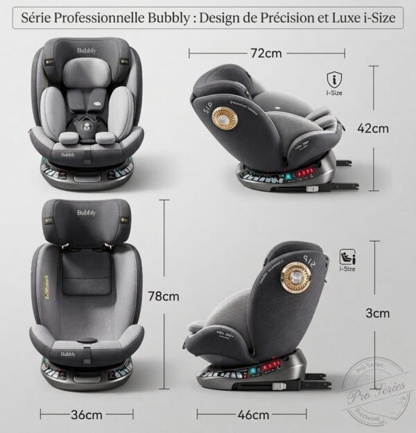 Siège auto G406 Gris Groupe : 0/1/2/3 rotatif 360° isofix - Bubbly