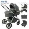 pack poussette trio 3 en 1 avec nacelle + cosy + sac à langer gris - kidolo maroc pack poussette moderne kidolo maroc
