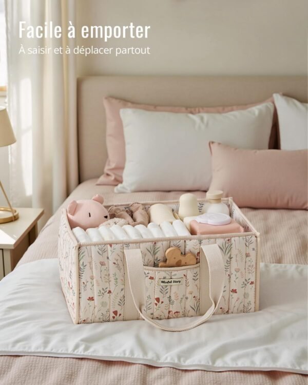 panier de rangement bébé matelassé motif floral maroc Panier de rangement matelassé motif floral