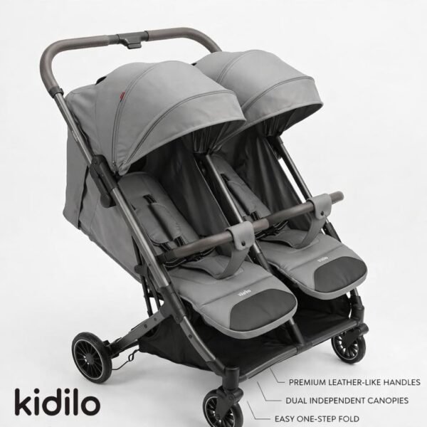 poussette jumeaux t22 gris - kidilo maroc Poussette jumeaux T22 - Kidilo