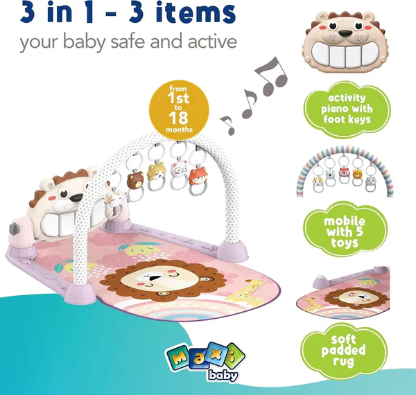 tapis d'éveil musical avec piano lion baby play mat - hug happy maroc Tapis d'éveil musical avec piano « Lion Baby Play Mat » - Hug Happy