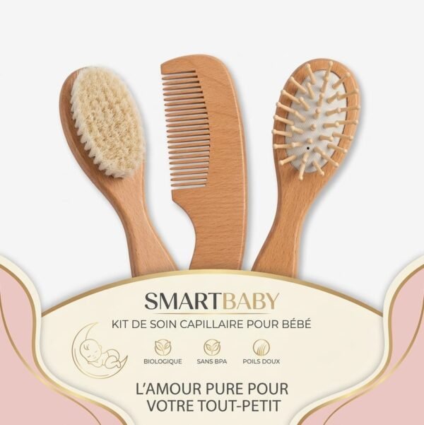 3 pièces brosses et peigne pour bébé - smart baby maroc set de coiffure bebe maroc