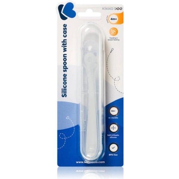 Cuillère en silicone avec étui sand- kikkaboo gobebe maroc cuillére souple pour apprentissage alimentaire gobebe.ma