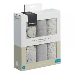 lot de 3 langes en mousseline dreamy fields gris 75 x 75 cm - kikkabo maroc couverture douce et respirante kikkaboo maroc