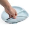 assiette avec compartiment et vantouse gobebe Assiette Bébé Compartimentée en Silicone avec Cuillère et Fourchette
