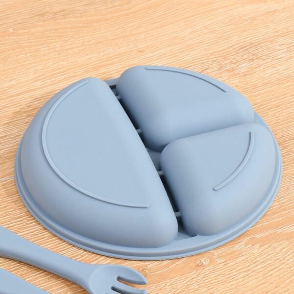 assiette avec compartiment gobebe Assiette Bébé Compartimentée en Silicone avec Cuillère et Fourchette