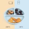 assiette avec vantouse gobebe Assiette Bébé Compartimentée en Silicone avec Cuillère et Fourchette