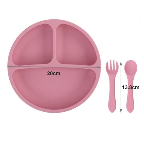 assiette bébé compartimentée en silicone avec cuillère et fourchette gobebe Assiette Bébé Compartimentée en Silicone avec Cuillère et Fourchette