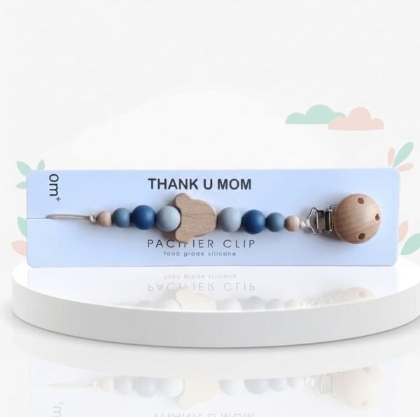 Attache-tétine en perles de silicone et bois - Thank U Mom