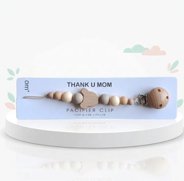 Attache-tétine en perles de silicone et bois - Thank U Mom