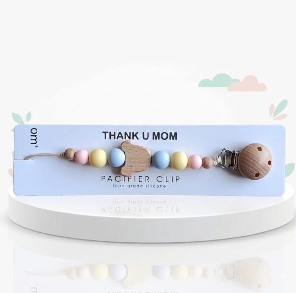 Attache-tétine en perles de silicone et bois - Thank U Mom