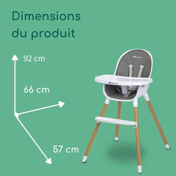 dimension chaise haute abelia bébéconfort gobebe agadir Chaise Haute Abelia Mineral Grey - Bébé Confort