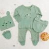ensemble de naissance bébé 5 pièces vert - tongs baby gobebe coffret complet et chic gobebe maroc