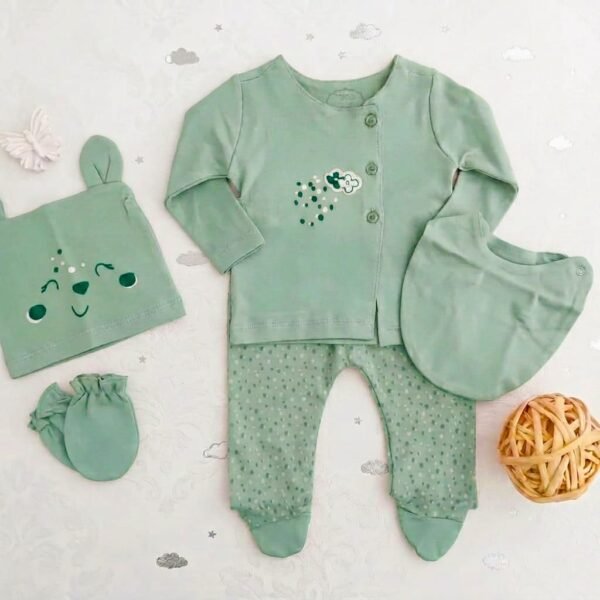 ensemble de naissance bébé 5 pièces vert - tongs baby gobebe coffret complet et chic gobebe maroc