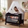 lit parapluie multifonctionnel avec table à langer et mobile musical - coolbaby noir maroc lit cododo 3 en 1 coolbaby gobebe agadir