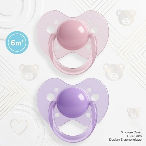 lot de 2 sucettes air free 6mois+ rose - mammia gobebe confort et style mammia gobebe
