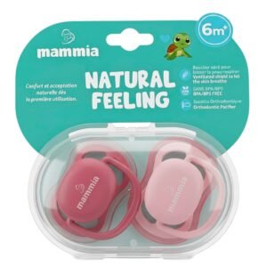 lot de 2 sucettes orthodontiques natural feeling rose - mammia gobebe sécurité et confort bébé mammia gobebe maroc