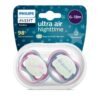 lot de 2 sucettes ultra air nighttime 6-18mois - philips avent gobebe sucette speciale nuit 6-18mois gobebe.ma