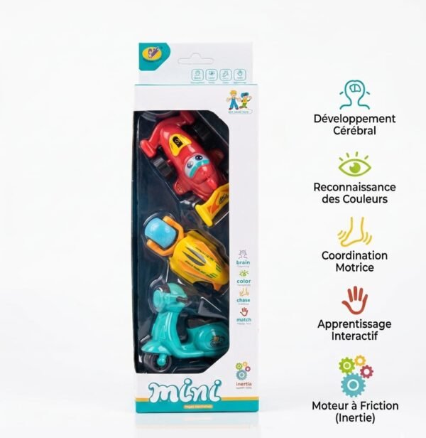 Set de 3 Mini Véhicules à Friction pour Bébé - HINLEBAO TOYS
