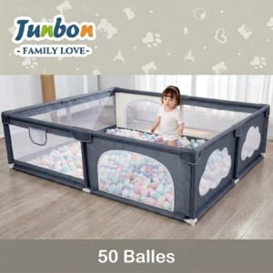 pack de jeu 180 x 150cm avec 50 balles - junbon maroc espace de jeu sécurisé et confortable gobebe maroc