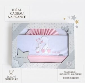 parure lit cadeau naissance bébé 60 x 120 cm rose - naf naf gobebe naf naf tissu doux et respirant gobebe