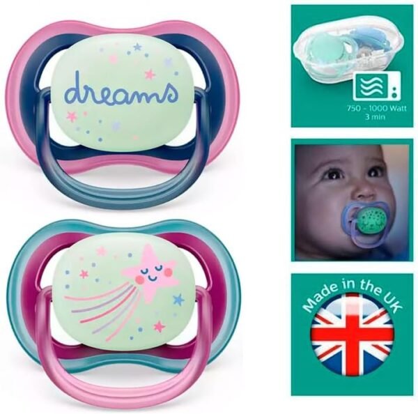 sucettes ultra air nighttime avec boite sterilisable -avent gobebe Lot De 2 Sucettes Ultra Air Nighttime 6-18Mois avec boîte stérilisable - Philips Avent