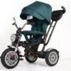tricycle pliable multifonction avec lampe avant, capote uv et guidon parental vert gobebe Tricycle pliable multifonction avec lampe avant, capote UV et guidon parental
