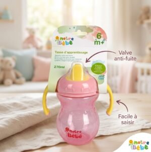 Tasse d'apprentissage valve anti-fuite 270ml 6M Tasse d'apprentissage valve anti-fuite 270ml 6M+ - Notre Bébé