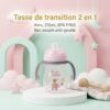 tasse d'apprentissage 2en1 valve anti-fuite 270ml 4+ rose - notre bébé gobebe maarif tasse d'apprentissage pratique gobebe temara
