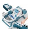 baignoire pliable bébé avec coussin de bain et affichage de température bleu gobebe Baignoire pliable bébé avec coussin de bain et affichage de température