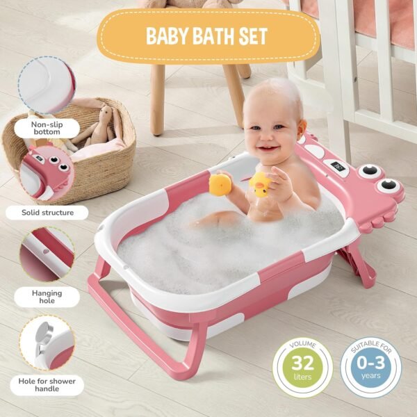 baignoire pliable bébé avec coussin de bain et affichage température gobebe Baignoire pliable bébé avec coussin de bain et affichage de température