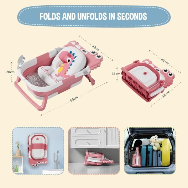 baignoire pliable facile à plier gobebe Baignoire pliable bébé avec coussin de bain et affichage de température