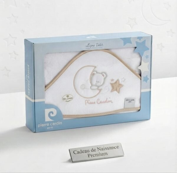 cape de bain bébé 100x100 cm motif ours et lune - pierre cardin pierre cardin douce et confortable gobebe