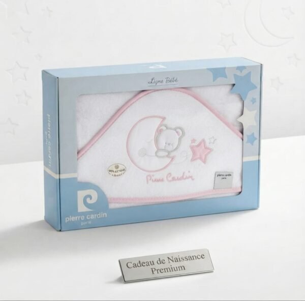 cape de bain bébé 100x100 cm motif ours et lune rose - pierre cardin cape de bain bébé 100x100 c - pierre cardin gobebe temara