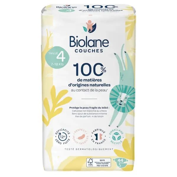 couches biolane taille 4 (7-18 kg) – 44 unitées gobebe ainchock sécurité et hygiéne biolane gobebe maarif