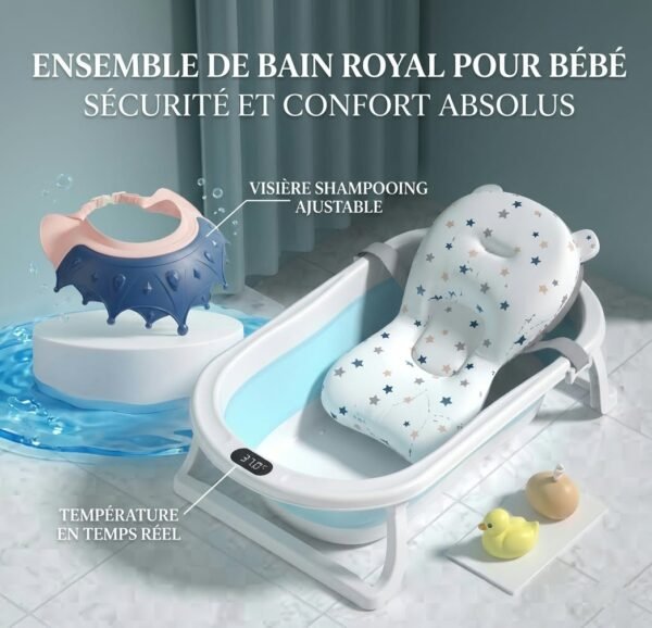 Set baignoire pliable avec thermomètre, coussin et visiére - Bathtub