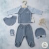 Ensemble naissance garçon 5 piéces en coton bio - Tiasis