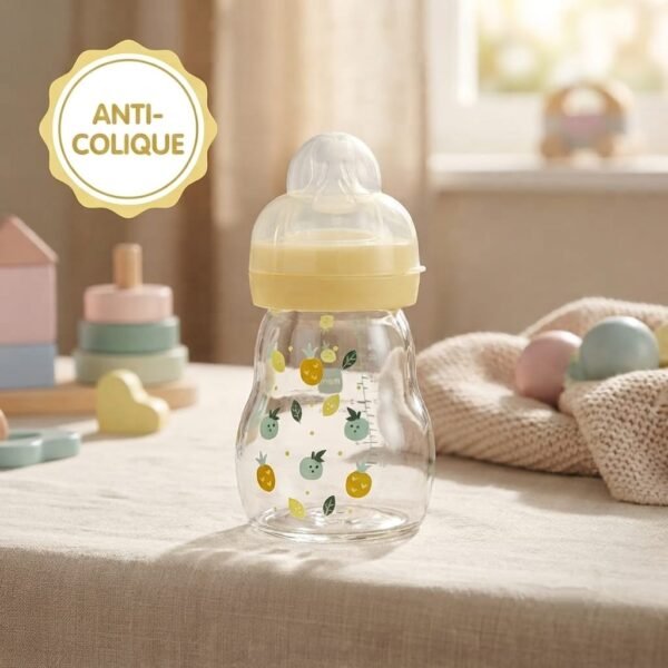 feel good en verre 170ml jaune - mam gobebe biberon anti-colique gobebe ainchock