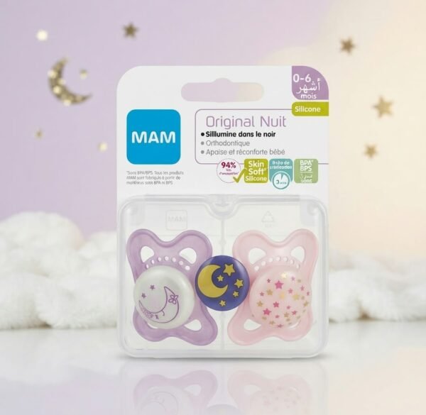 lot de 2 sucettes original nuit 0-6 mois - mam gobebe accessoire allaitement gobebe maarif