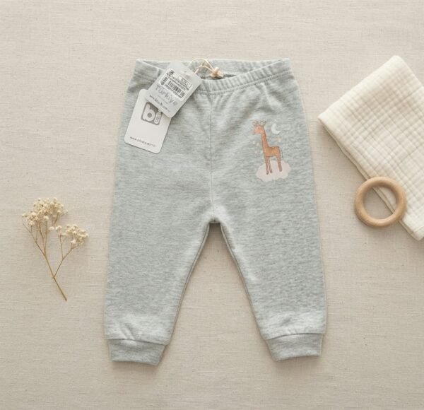 Pantalon Bébé Gris en coton Motif Girafe - Bibaby