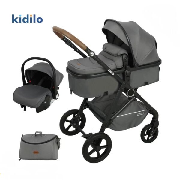 poussette trio complet 3-en-1 k08+c gris foncé – kidilo gobebe Pack Poussette 3-en-1 K08+C – Kidilo